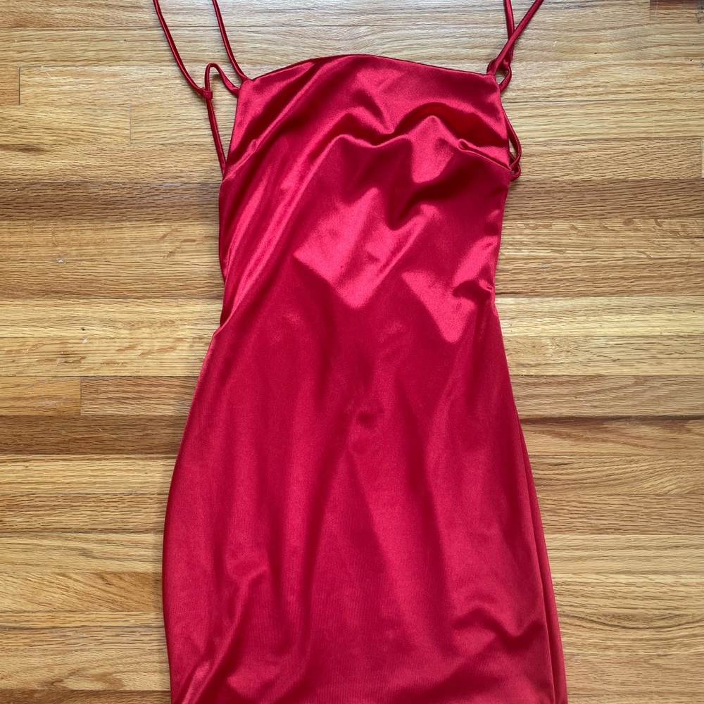 Elegant Red Satin Slip Dress
